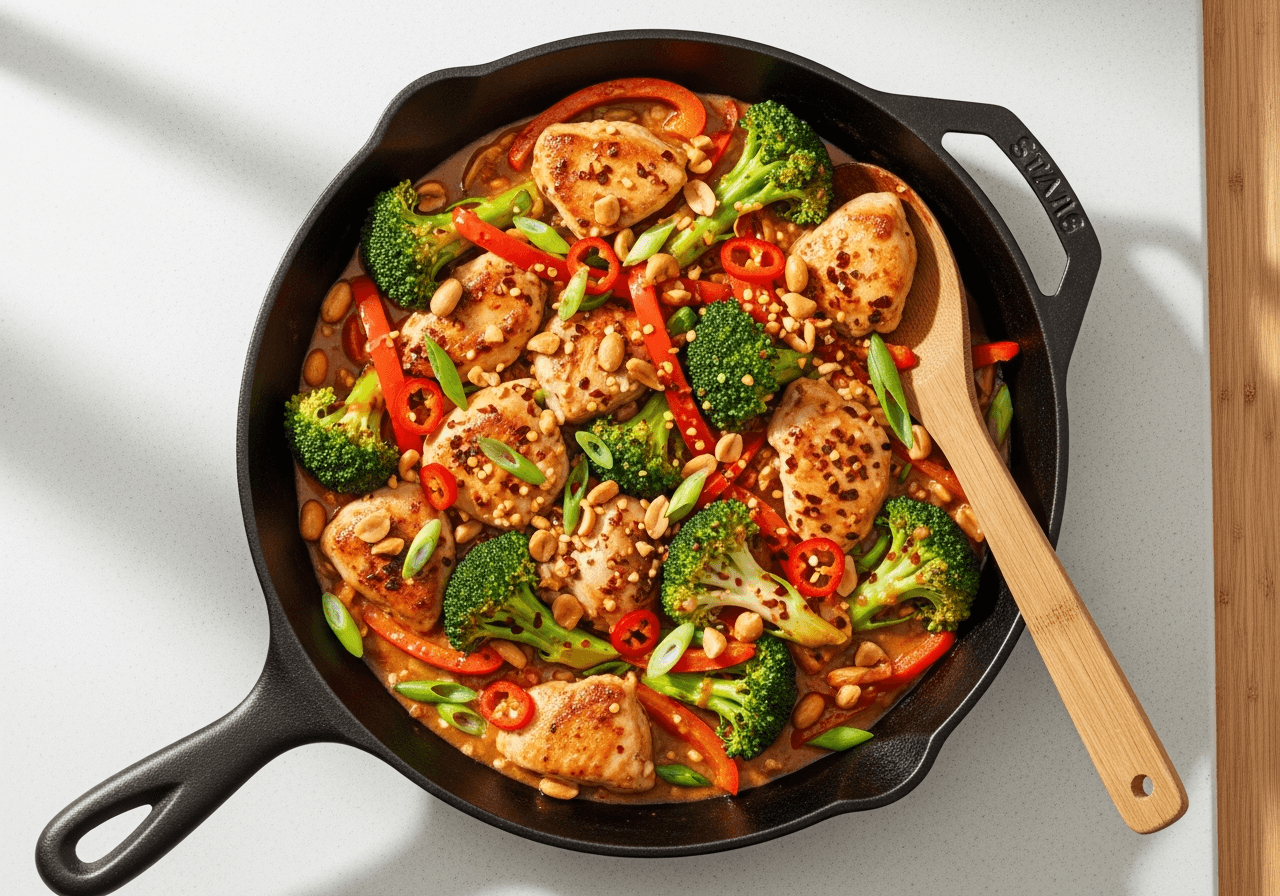 Spicy Peanut Chicken Skillet